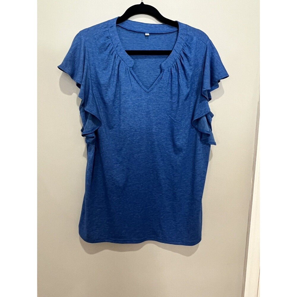 Amazon Blue Ruffle Sleeve T-Shirt - XL